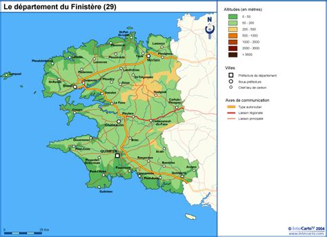Carte Géographique Touristique Et Plan Du Finistère 29 Quimper