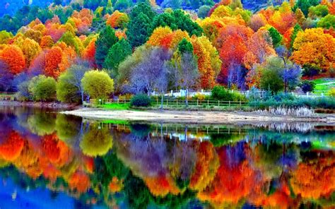Scenery Wallpaper Lake Autumn Beautiful Nature Fond