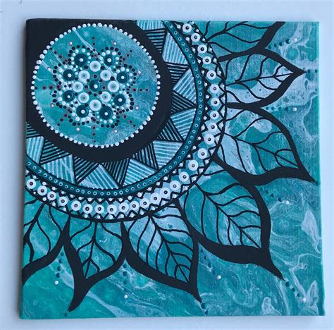 Collection by preetha prakash • last updated 3 weeks ago. 8"x8" canvas panel, acrylic fluid paint pour, with mandala ...