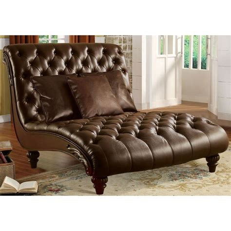 Astoria Grand Collingwood Chaise Lounge Faux Leather Wood In Brown Size 45 0 H X 52 0 W X 70
