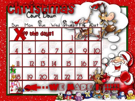 free printable christmas countdown calendar printable