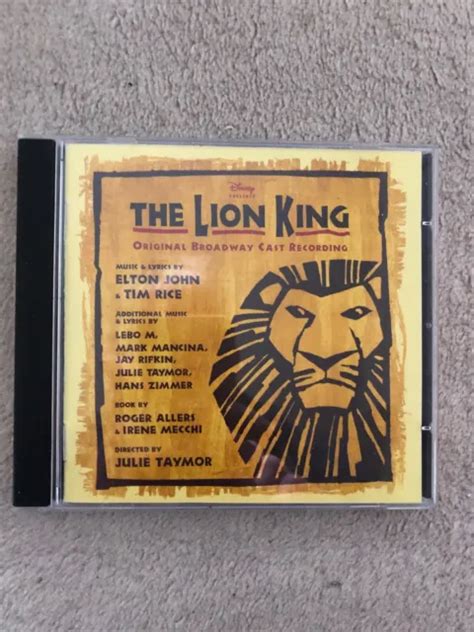 The Lion King Broadway Cast Recording Elton John Tim Rice Cd Disney