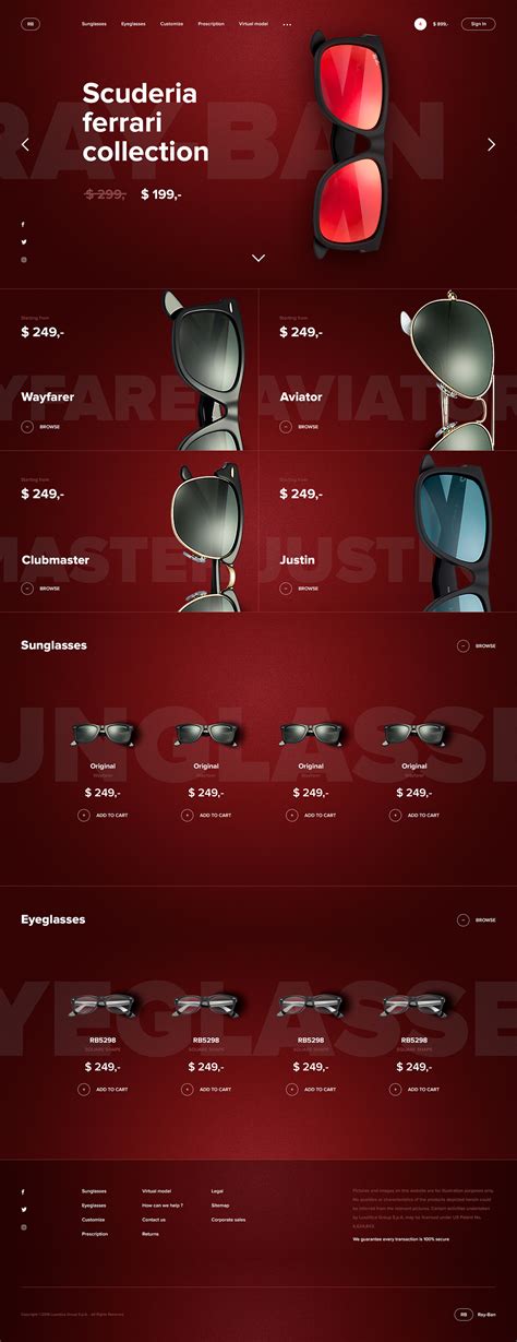 Create your own in custom lab with a choice of colors, lenses, temples and engraving. RAY-BAN. web-site on Behance