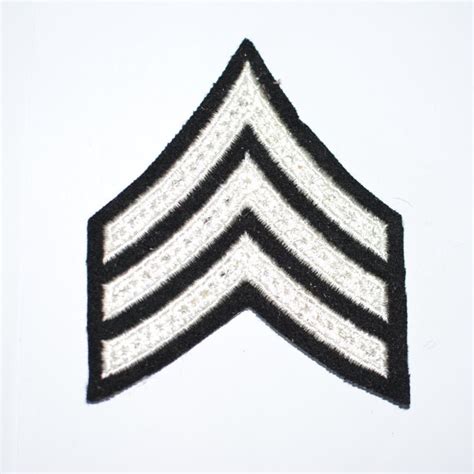 Sergeant Rank Chevrons Sew On Patch Silver On Black Etsy
