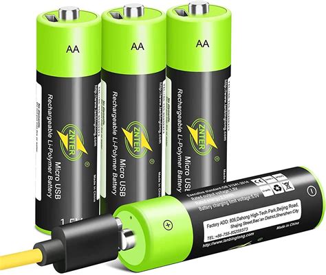 Amazon Com Aa Batteries Usb Rechargeable Double A Lithium Batteries Li Ion Battery Cell