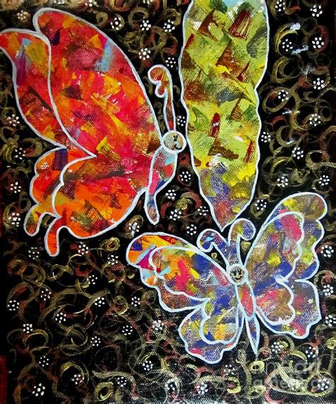 Whimsical Painting Colorful Butterflies Painting By Priyanka Rastogi