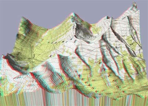 Redblue Anaglyph 3 D Topographic Map Of Republic Pass Wyoming