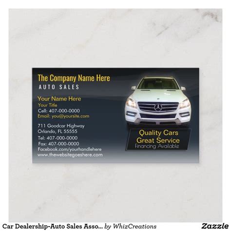 Slant back counter top brochure holder 4 wide tri fold. Car Dealership-Auto Sales Associate Business Card | Zazzle ...