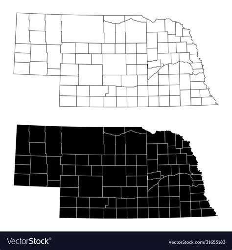 Nebraska County Maps Royalty Free Vector Image