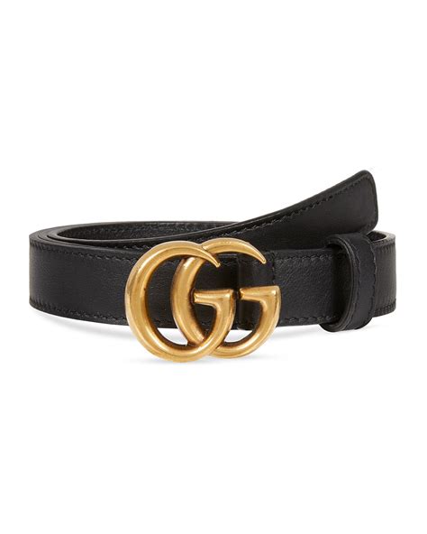 Gucci Thin Leather Gg Buckle Belt Neiman Marcus