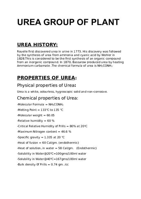 doc urea group of plant urea history properties of urea chemical properties of urea anusha