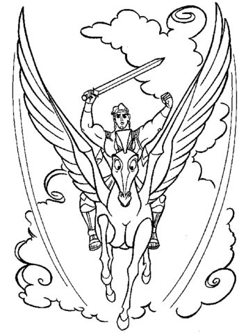 36+ baby pegasus coloring pages for printing and coloring. Pegasus With Hercules coloring page | SuperColoring.com