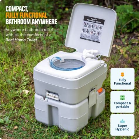 Alpcour Portable Toilet 53 Gallon Piston Pump Flush Washing