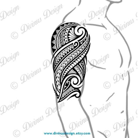 Tribal Polynesian Tattoo Half Sleeve Shoulder To Elbow Etsy Half