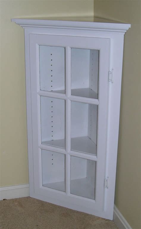 White Corner Cabinet With Glass Doors Corner Storage Cabinet