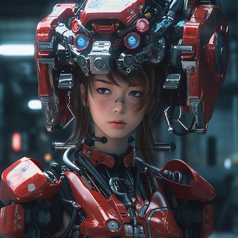 Premium Ai Image Japanese Girl In A Red Robot Suit Generative Ai