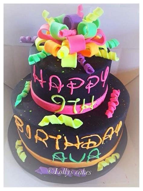 2 Tiered Neon Cake Decorated Cake By Laura Mcgill Aka Cakesdecor