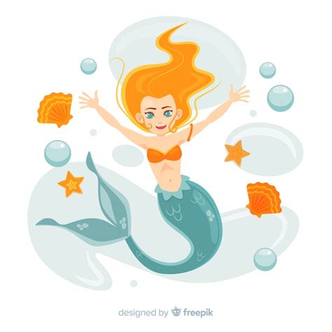 Premium Vector Flat Design Mermaid Character Background