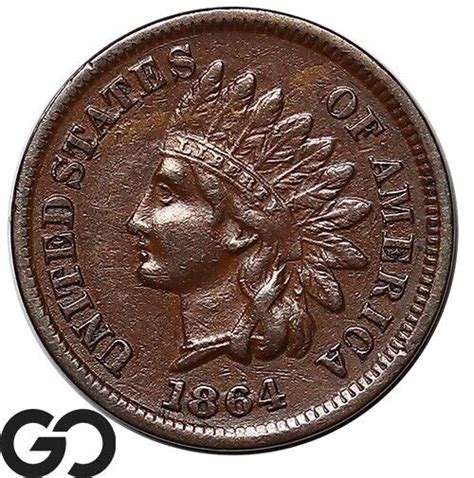 1864 L Indian Head Cent Penny L On Ribbon Choice Au Better Date