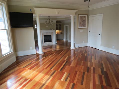 Different hardwood floors in connecting rooms. Four Species Hardwood Floor 2