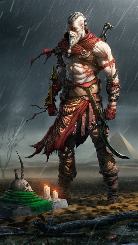 The great collection of kratos hd wallpaper for desktop, laptop and mobiles. 640x1136 Kratos Fanart 4k iPhone 5,5c,5S,SE ,Ipod Touch HD 4k Wallpapers, Images, Backgrounds ...
