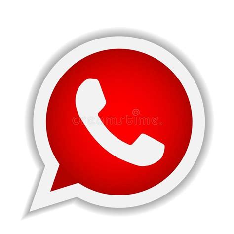 A Red Phone Icon On A White Background With Shadow Royalty Free Stock