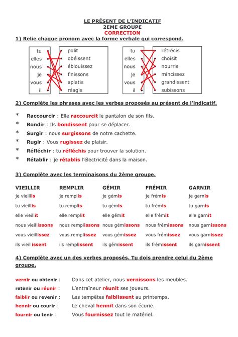 Imprimer Exercices De Conjugaison Au Pr Sent De L Indicatif Dessin