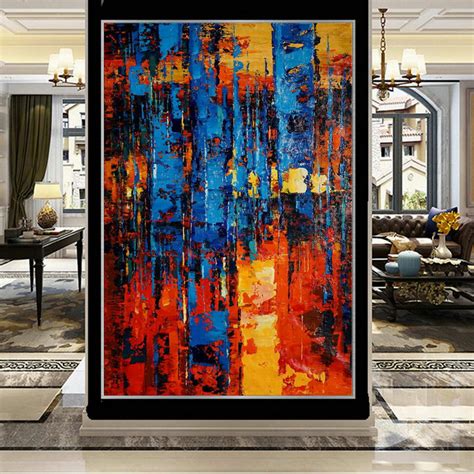 Large Colorful Vertical Modern Contemporary Abstract Wall Art Palette