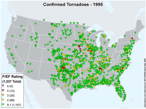 Us Tornadoes Map1995 Us Tornadoes
