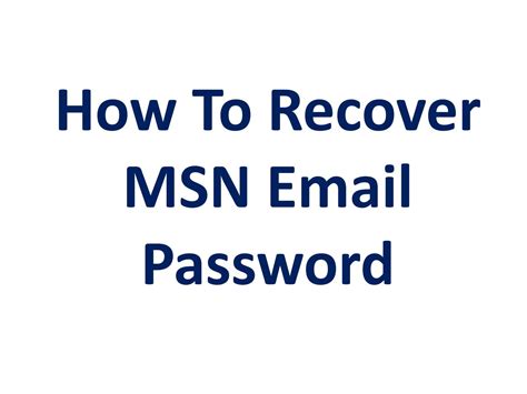 How To Recover Lost Msn Email Password By Montikumar Issuu