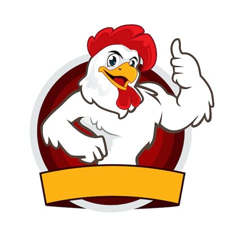 Logotipo De Dibujos Animados De Mascota De Pollo Vector Premium