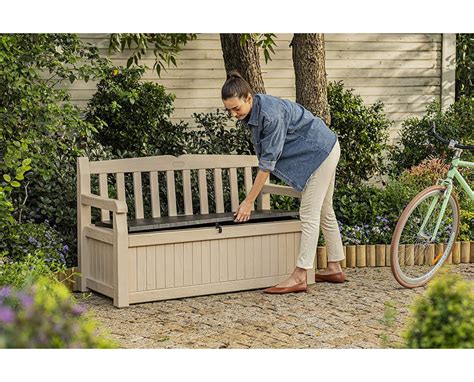 Keter Eden Bench Outdoor Plastic Storage Box Garden Furniture Beige