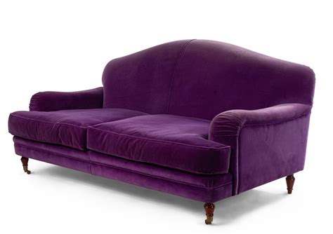English Victorian Purple Velvet Loveseat