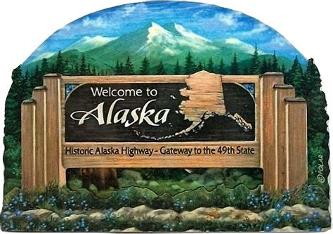 Alaska State Welcome Sign Artwood Fridge Magnet Home And Kitchen