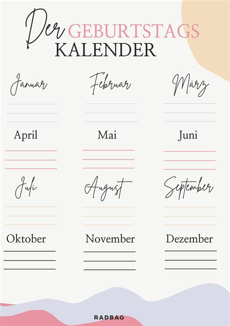 Geburtstagskalender Zum Ausdrucken