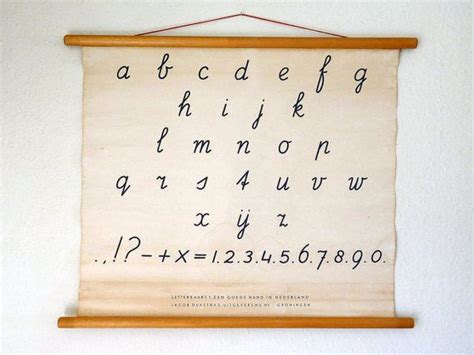 Vintage Alphabet Poster Lower Case Script Writing Educational Etsy