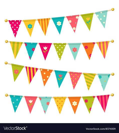 Triangle Bunting Flags With Flowers Royalty Free Vector