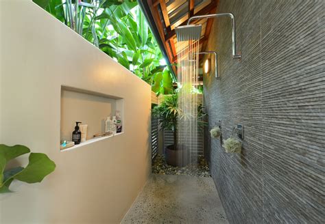 Indooroutdoor Tropical Designed Shower Outdoor Remodel Outdoor