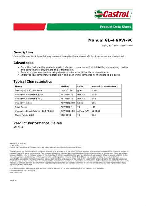 Castrol Manual Gl4 80w90 Unit Pack Size Can Of 5 Litre At Best Price