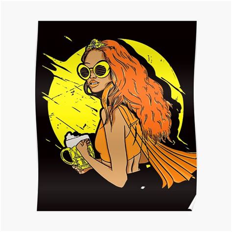 Redhead Girl Drinking Beer Ginger Irish Red Orange Haired Poster For Sale By Tomgiantdesigns