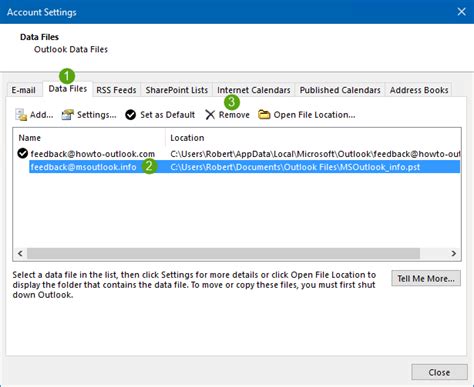 (3) click the remove button. Combine Inbox folders of multiple POP3 accounts in Outlook ...