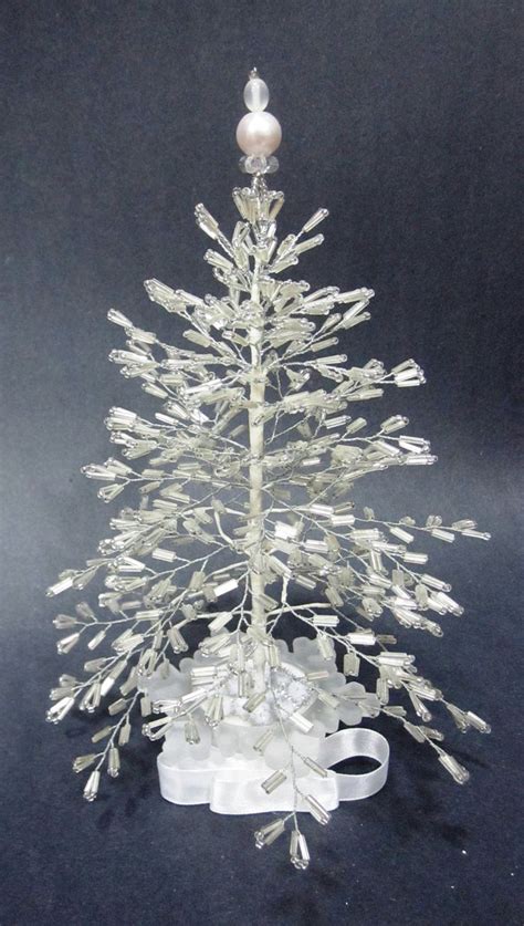 White Beaded Christmas Tree Beaded Christmas Ornaments Christmas Decorations Christmas Diy