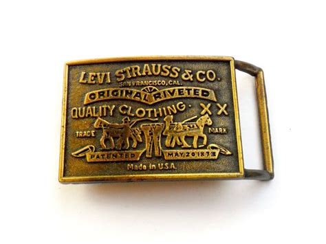 Levi Strauss Belt Buckle Vintage Made In Usa Antiqued Brass Etsy