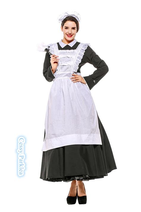 H3 Ladies Victorian Maid Costume Old Time Fancy Dress Ebay
