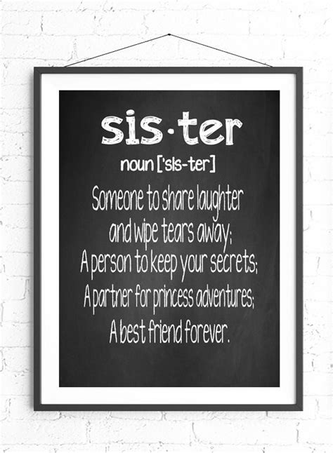 Sister Definition Wall Art Chalkboard Print T For Sister Etsy