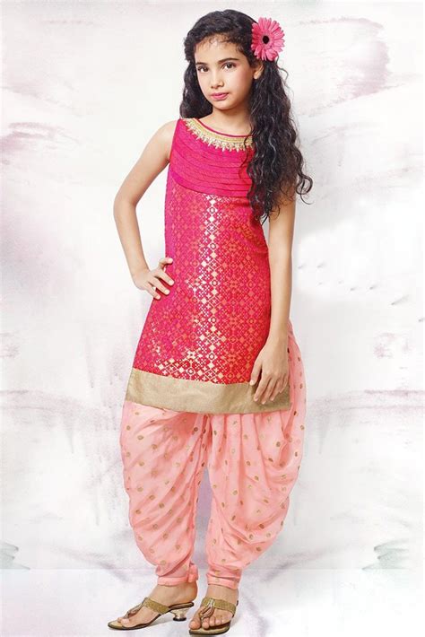 Chanderi And Taffeta And Jacquard Party Wear Patiala Suit In Pink