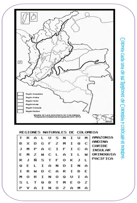 Fichas De Primaria Ficha De Las Regiones Geogr Ficas De Colombia