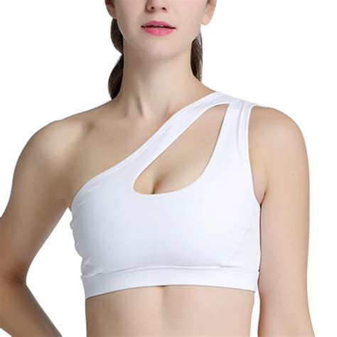 2019 Gym Padded Sport Top Athletic Underwear Sexy One Shoulder Solid