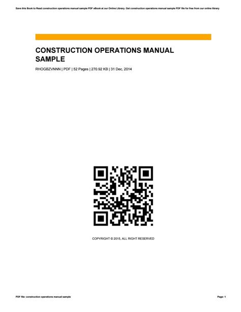 Construction Operations Manual Sample By Lydiagottfried2573 Issuu