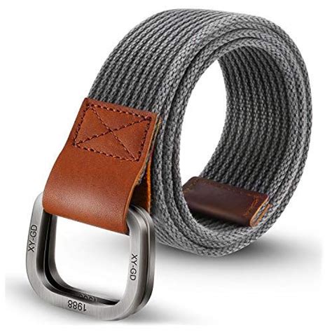 Itiezy Mens Canvas Belt Cloth Belt Double D Ring Buckle Belt For Men